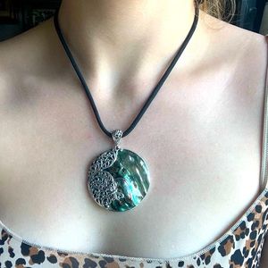 HUGE Mother of Pearl .925 Pendant & Cord